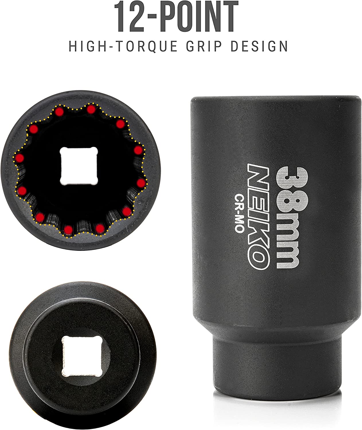 38 mm Deep Impact Socket — 1/2" Drive, 12-Point, Cr-Mo Steel