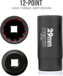 NEIKO 02521A 29mm Socket | 1/2” Drive Deep Impact Socket | Spindle & Axle Nut Socket | 12 Point |Chrome Molybdenum Cr-Mo |Deep Well Hub | Triple Square | Axle Shaft Nut Remover