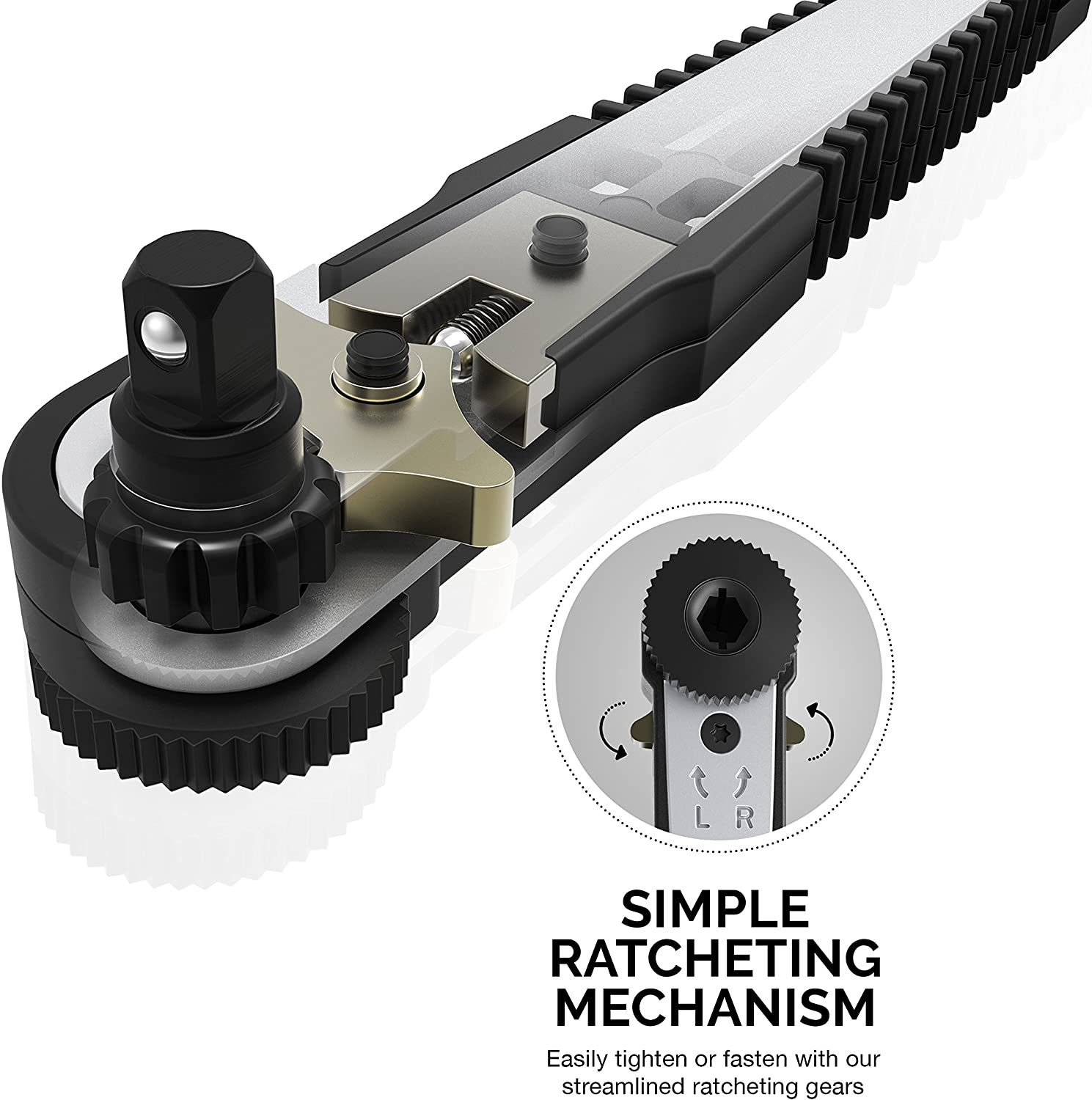 Right Angle 1/4" Dual-Drive Head Mini Ratchet Wrench Screwdriver Bit & Socket CR-V Steel (17-Piece)