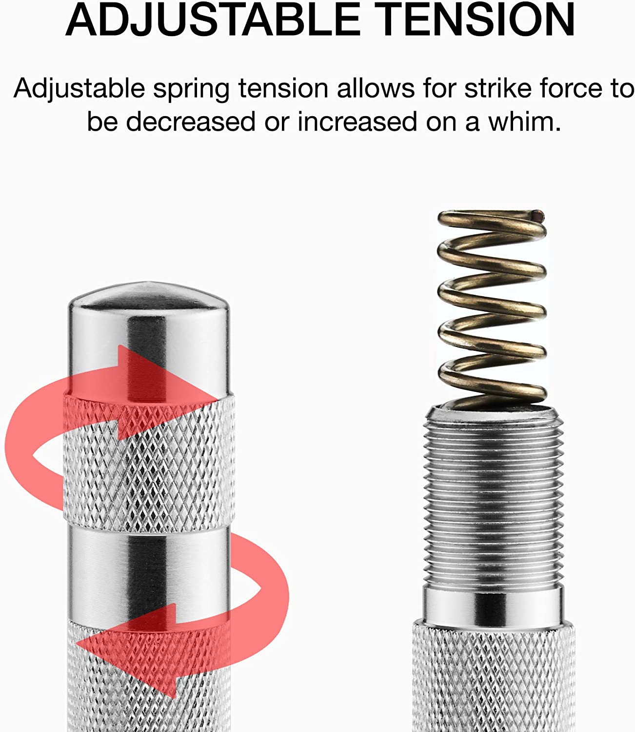 6" Automatic Center Punch — Adjustable Spring, Chrome-Plated CrV, S2 Tip