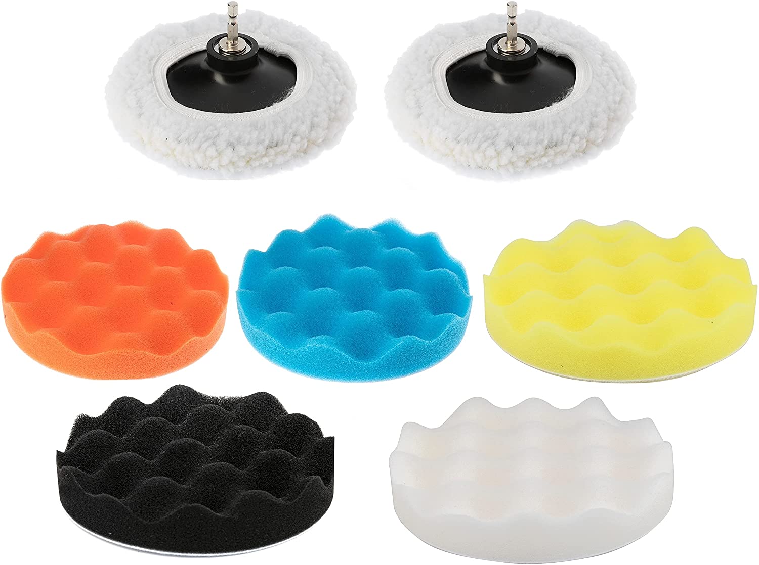 NEIKO 00320A 11PC Set Wax Polisher & Buffer Pads, 6" Buffer Polishers Pads, Auto Polishing Pad, Drill Buffer Attachment W/ M14, Foam Buffing Pads for Car Scratch Repair, Polisher for car Detailing