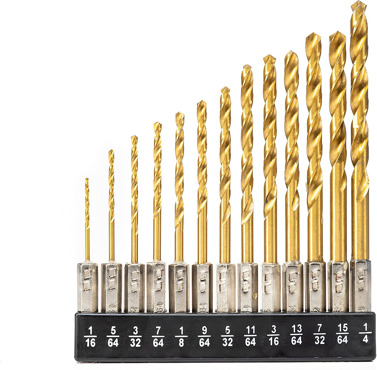 Hex-Shank Drill-Bit Set, Titanium Quick-Change Drill Bits, High-Speed Steel, Wood, Metal (13-Piece)