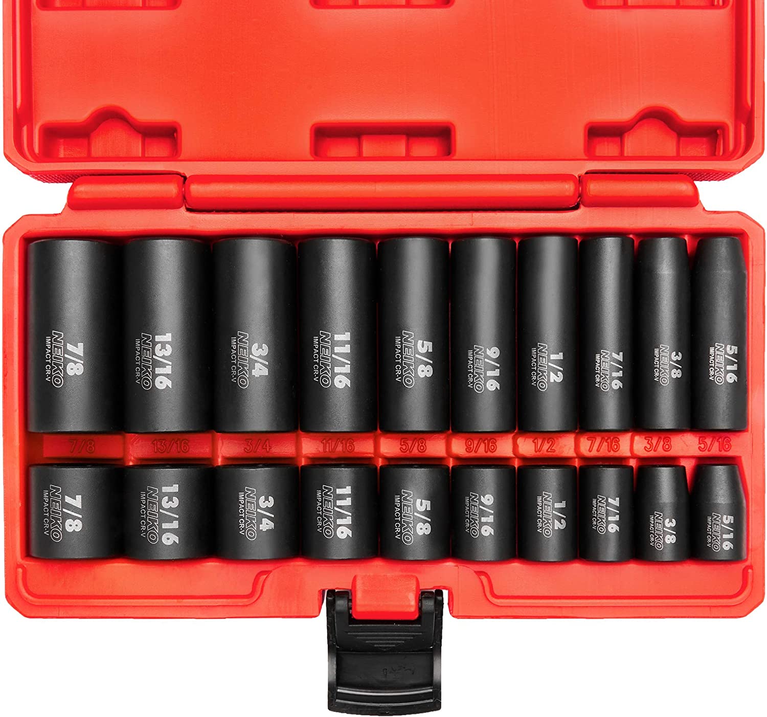 3/8"-Drive Standard & Deep Impact Socket Set, 6-Point SAE Sizes from 5/16" to 7/8", CrV Steel (20-Piece)