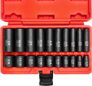NEIKO 02434A 3/8” Drive Standard and Deep SAE Impact Socket Set | 20 Pieces | SAE 5/16” to 7/8” | Premium Cr-V Steel | 6-Point Hex Design | Black Phosphate Coating