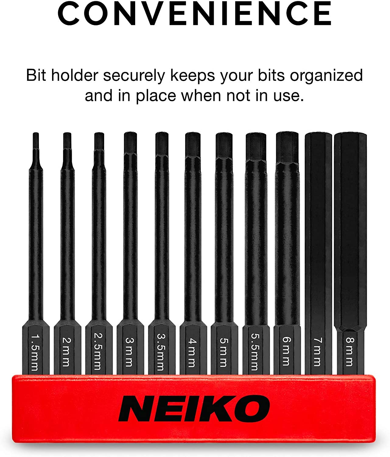 Hex Allen Power Bit Set Metric Sizes 1.5mm to 8mm (11-Piece)
