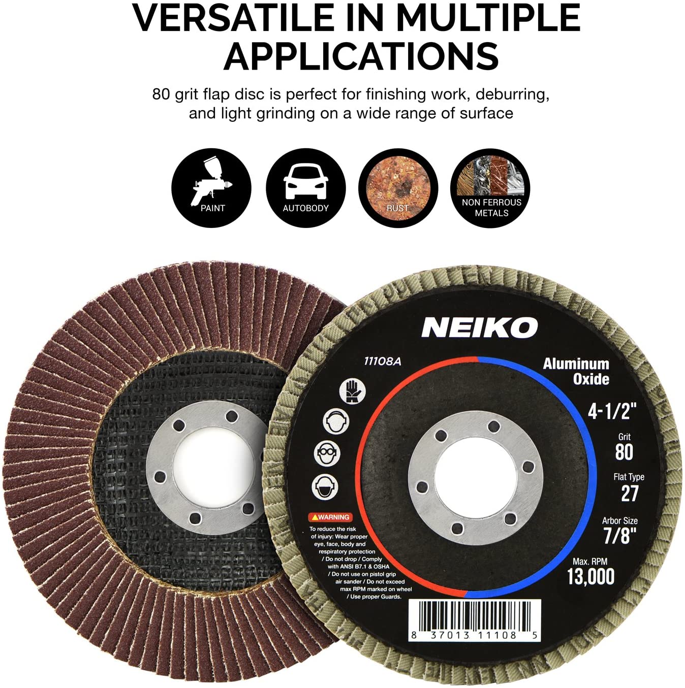 NEIKO 10 Pack Aluminum Oxide Flap Discs 4-1/2 for Angle G – NEIKO®