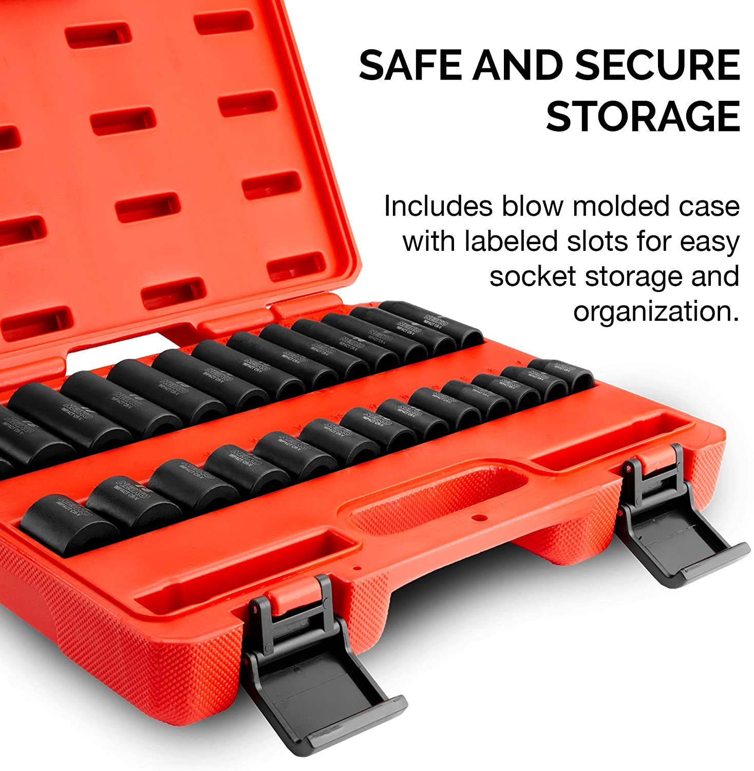 3/8” Drive Standard & Deep Metric Impact Socket Set Metric 7mm to 19mm, Premium Cr-V Steel (26-Piece)