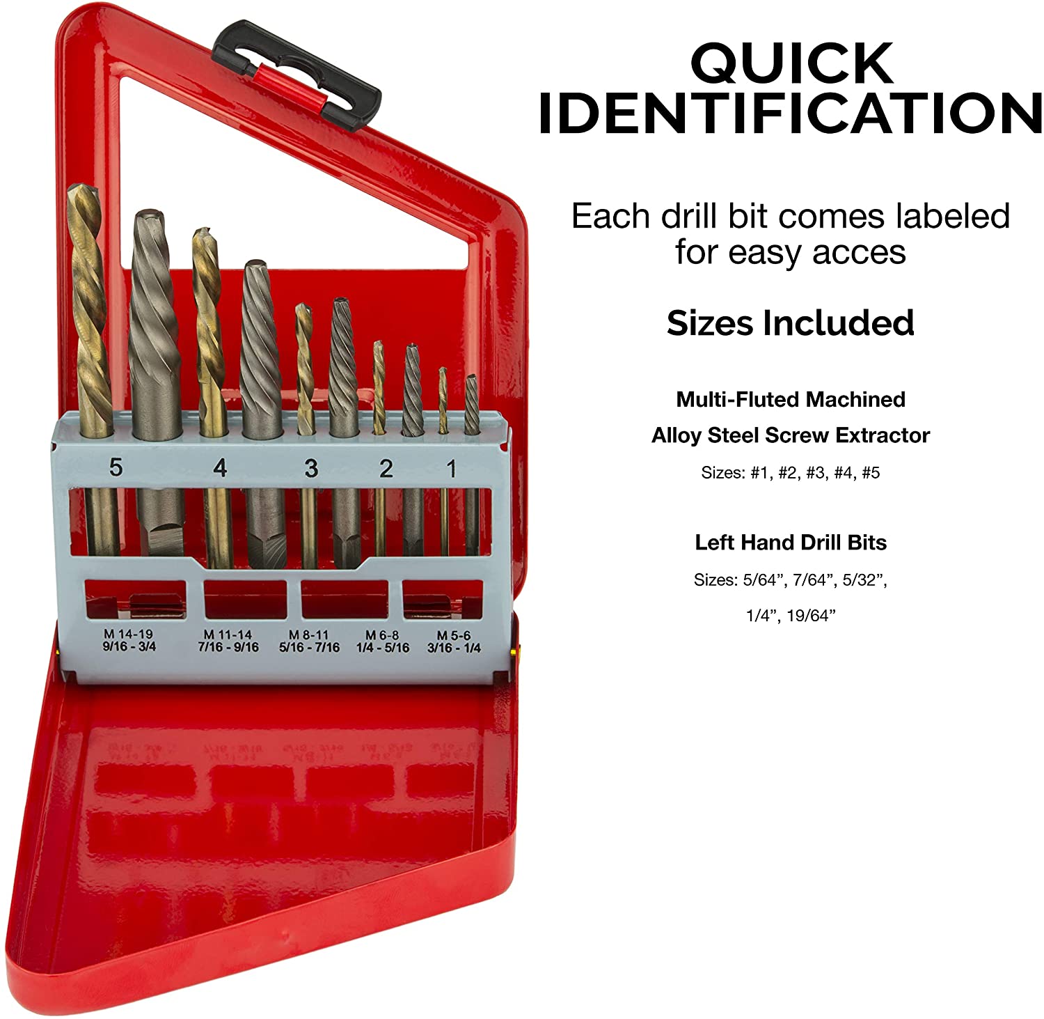 NEIKO Screw-Extractor And Left-Hand Drill-Bit Set, HSS M2 – NEIKO®