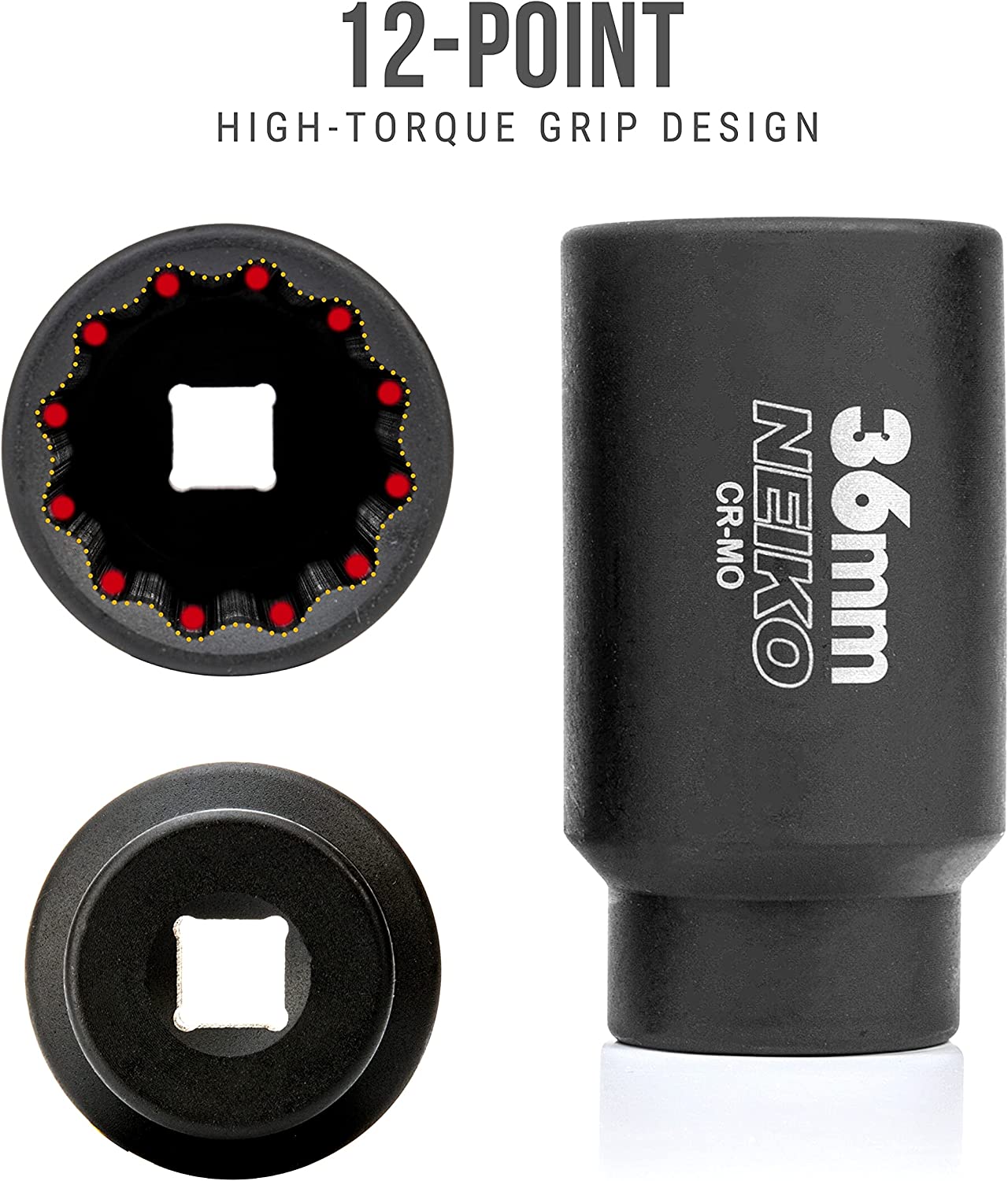 36 mm Deep Impact Socket — 1/2" Drive, 12-Point, Cr-Mo Steel