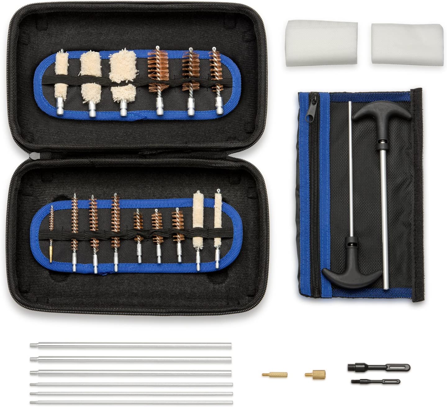 Universal Gun Cleaning Kit — All Calibers, Brushes, Mops & Rods, Zippered Case (103-Piece)