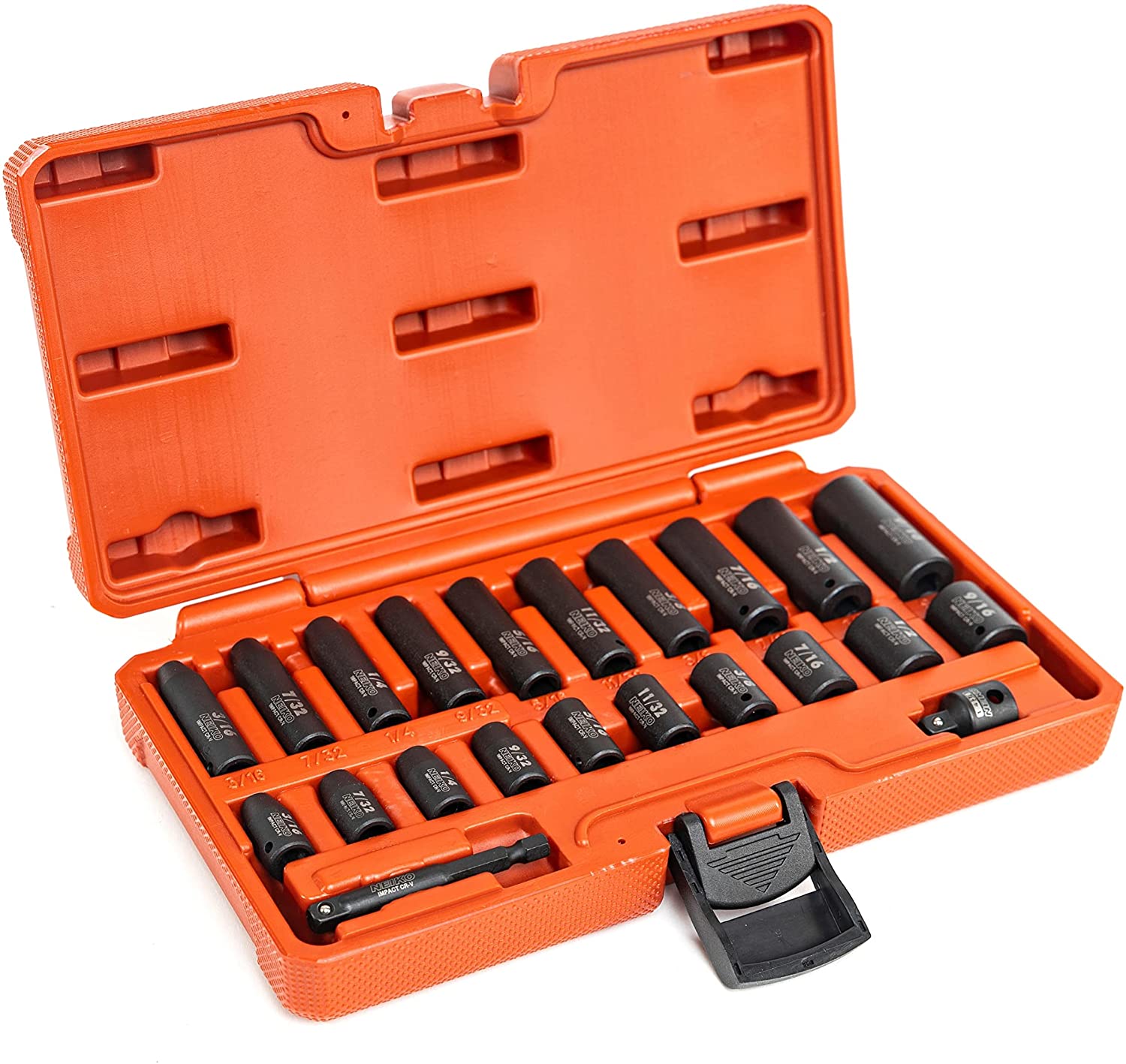 02435A, 22 Piece, 1/4 Socket Set, Standard 3/16” – 9/16” SAE, Deep & Shallow Sockets