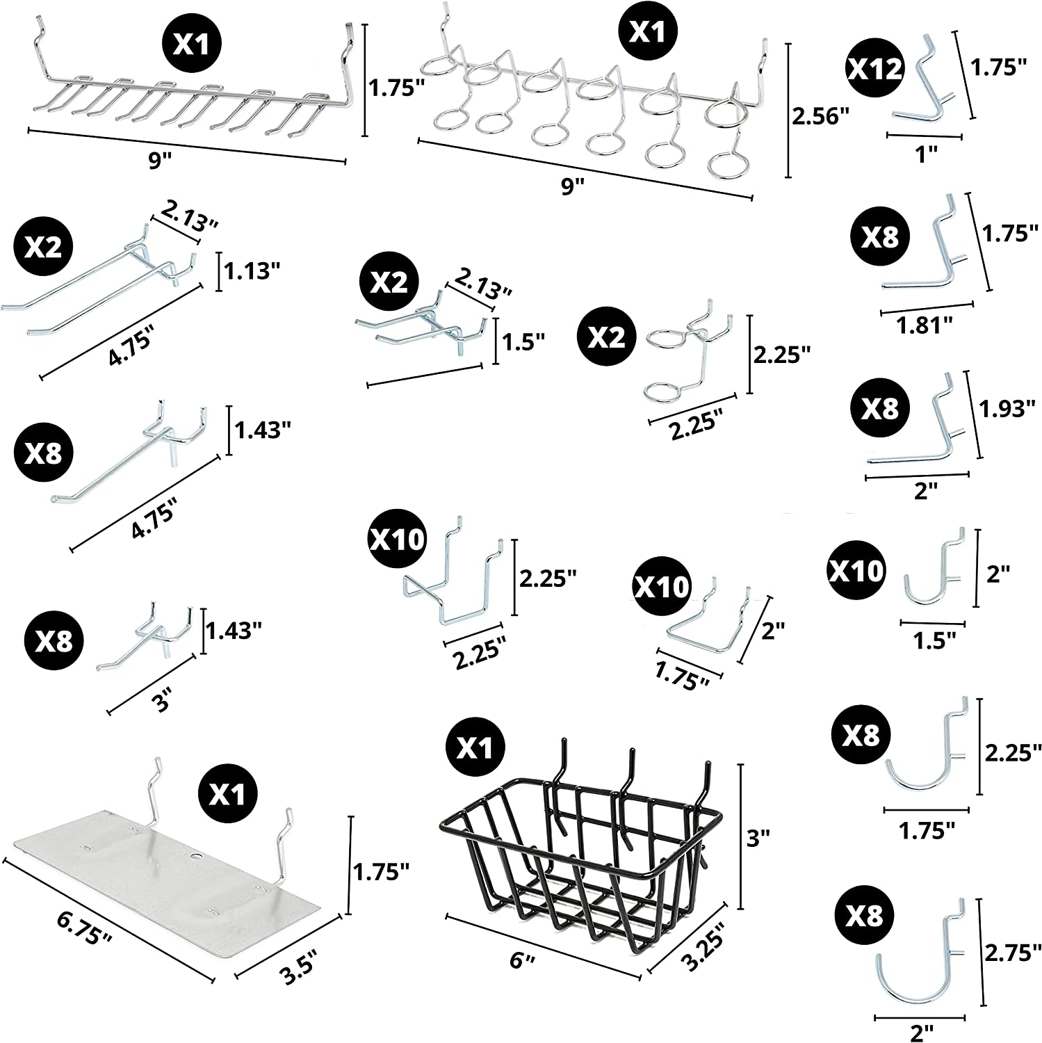 Metal Pegboard Hooks & Accessories Set — Bins, Holders & Hooks (100-Piece)