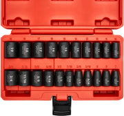 3/8" Drive SAE & Metric Shallow Impact Socket Set — 21-Piece