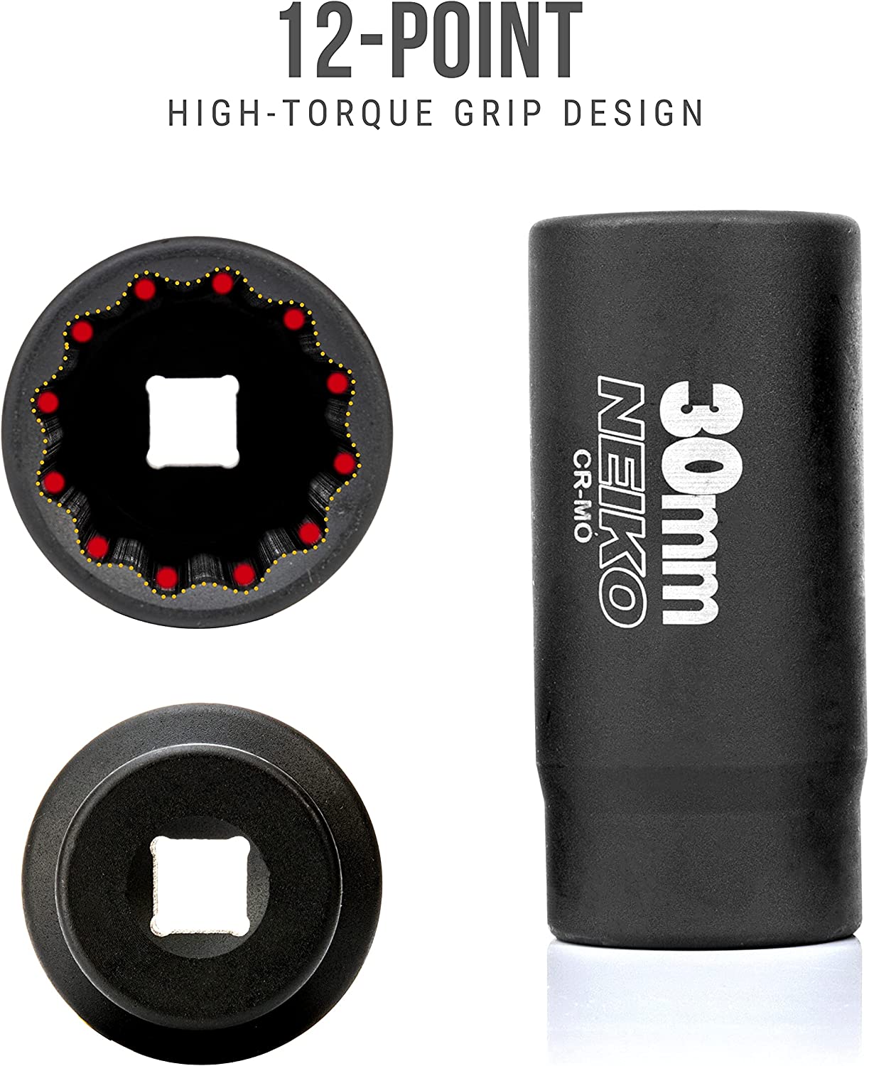 30 mm Deep Impact Socket — 1/2" Drive, 12-Point, Cr-Mo Steel