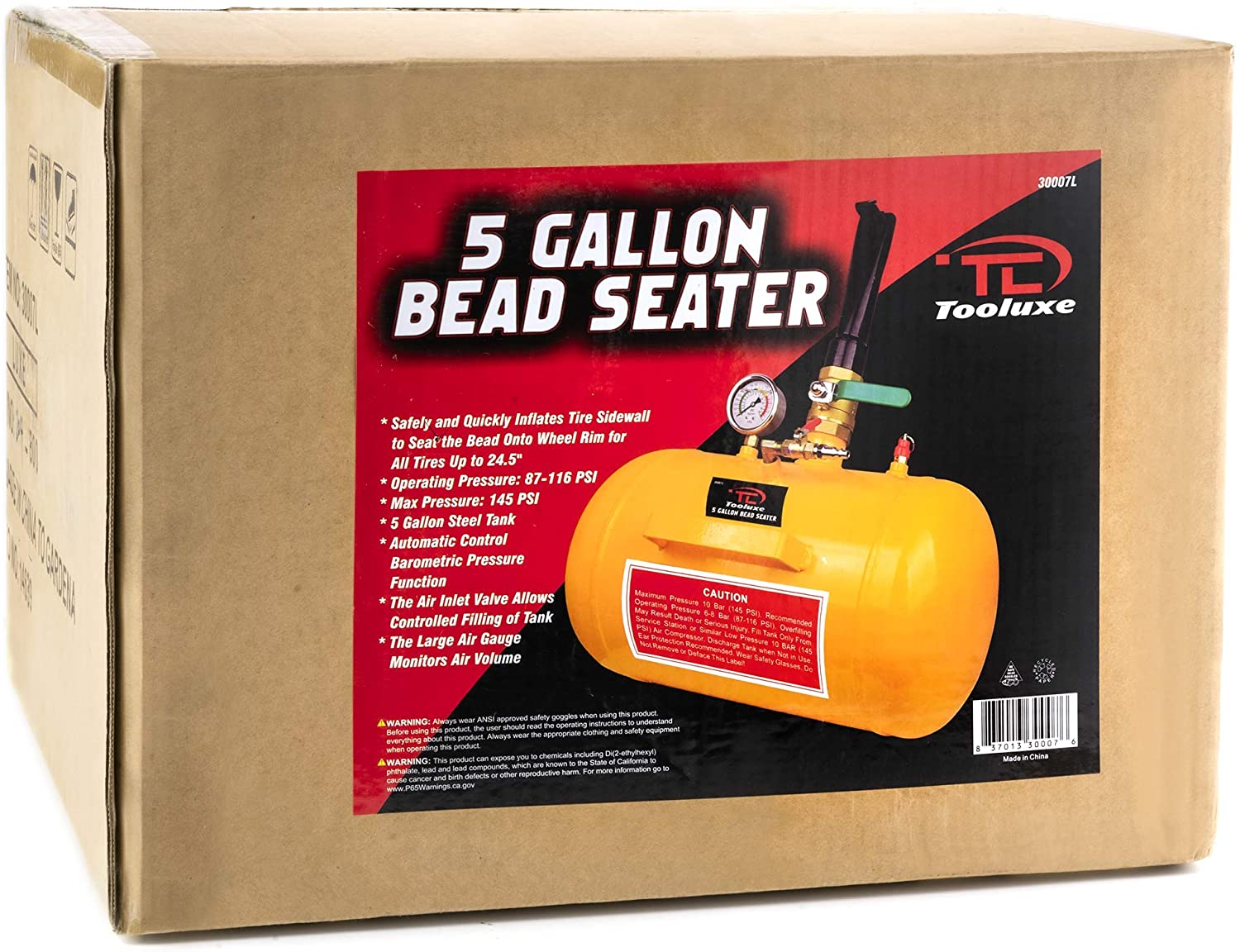 Air Tire Bead Seater — 5-Gallon Steel Tank, 87–116 PSI