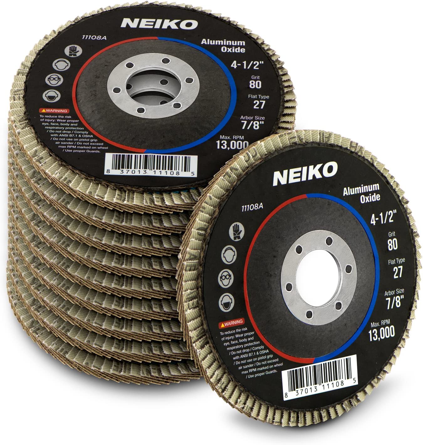 10 Pack Aluminum Oxide Flap Discs 4-1/2 for Angle Grinder, 80 Grit Flapper Wheel