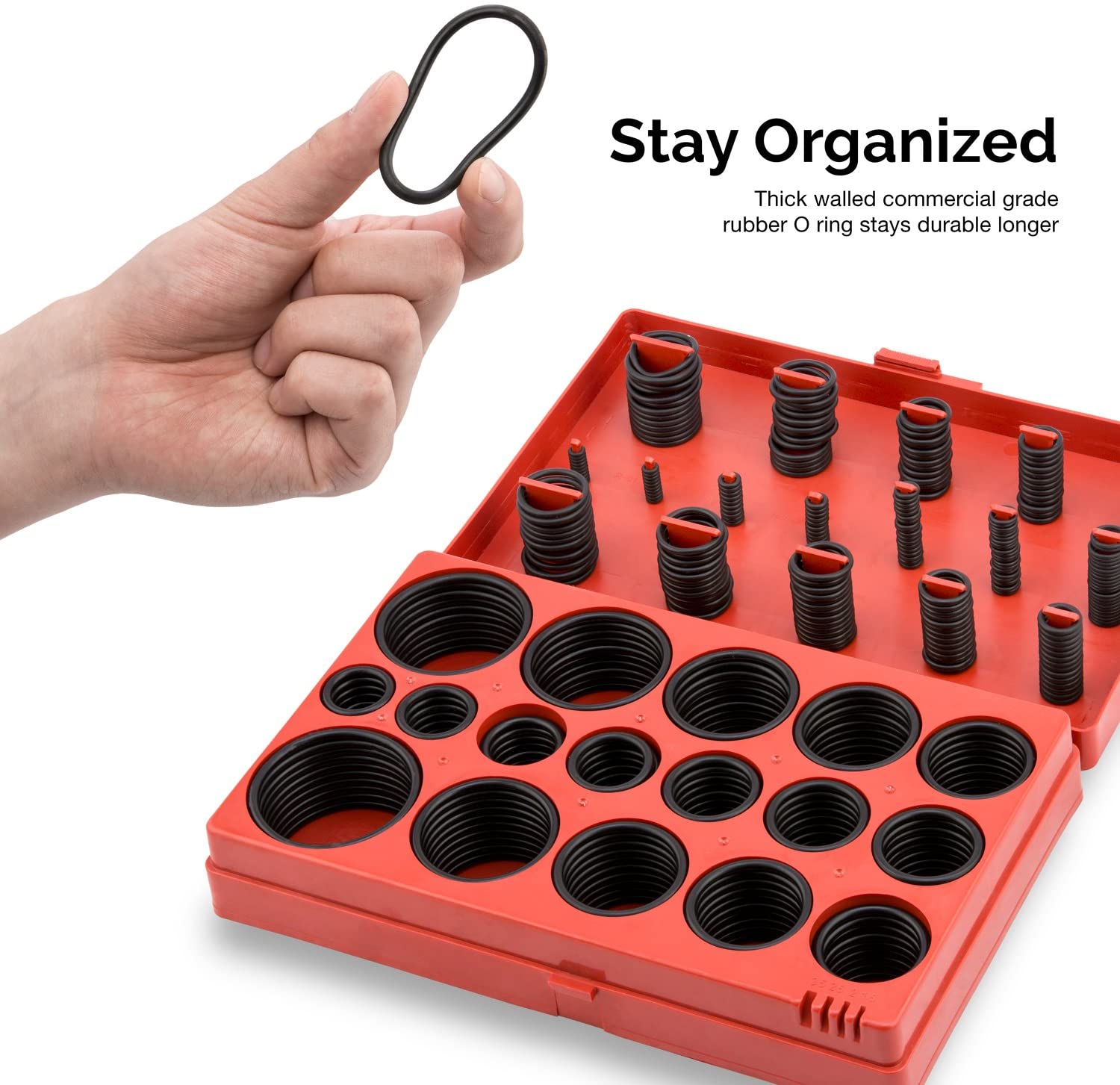 Rubber O-Ring Assortment Kit — Buna-N NBR, Metric, 32 Sizes (419-Piece)