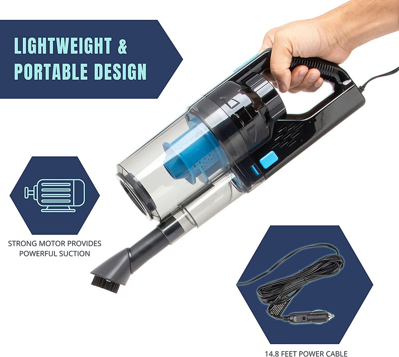 NEIKO 53730A Portable Car Vacuum Cleaner Wet Dry, Wet Vacuum Cleaner for  Car or Vehicle, High Power and Small Vacuum for Car Detailing, 12V Car  Vacuum