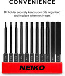 NEIKO 01147A Hex Allen Power Bit Set, 11-Piece SAE Sizes 1/16 to 5/16 | Magnetic Hex Head Bits | 3 Quick Release Shanks | Premium S2 Steel | Compatible with Power Drills and Impact Drivers