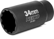 34 mm Deep Impact Socket — 1/2" Drive, 12-Point, Cr-Mo Steel