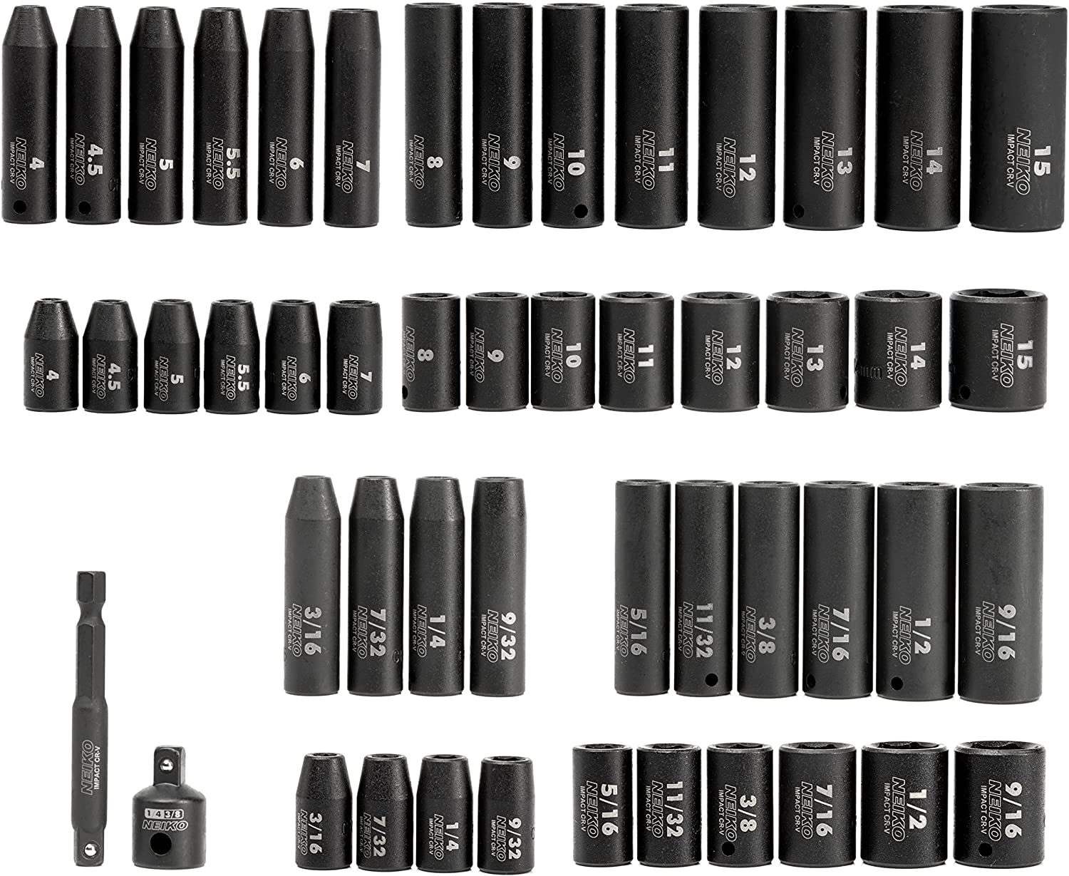 1/4 Drive Impact Socket Set Metric & Standard (50-Piece)