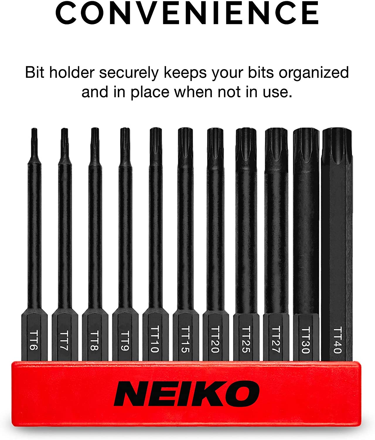 Torx Head Drill Bit Set Sizes TT6 to TT40, Tamperproof Magnetic Torx Bits (11-Piece)