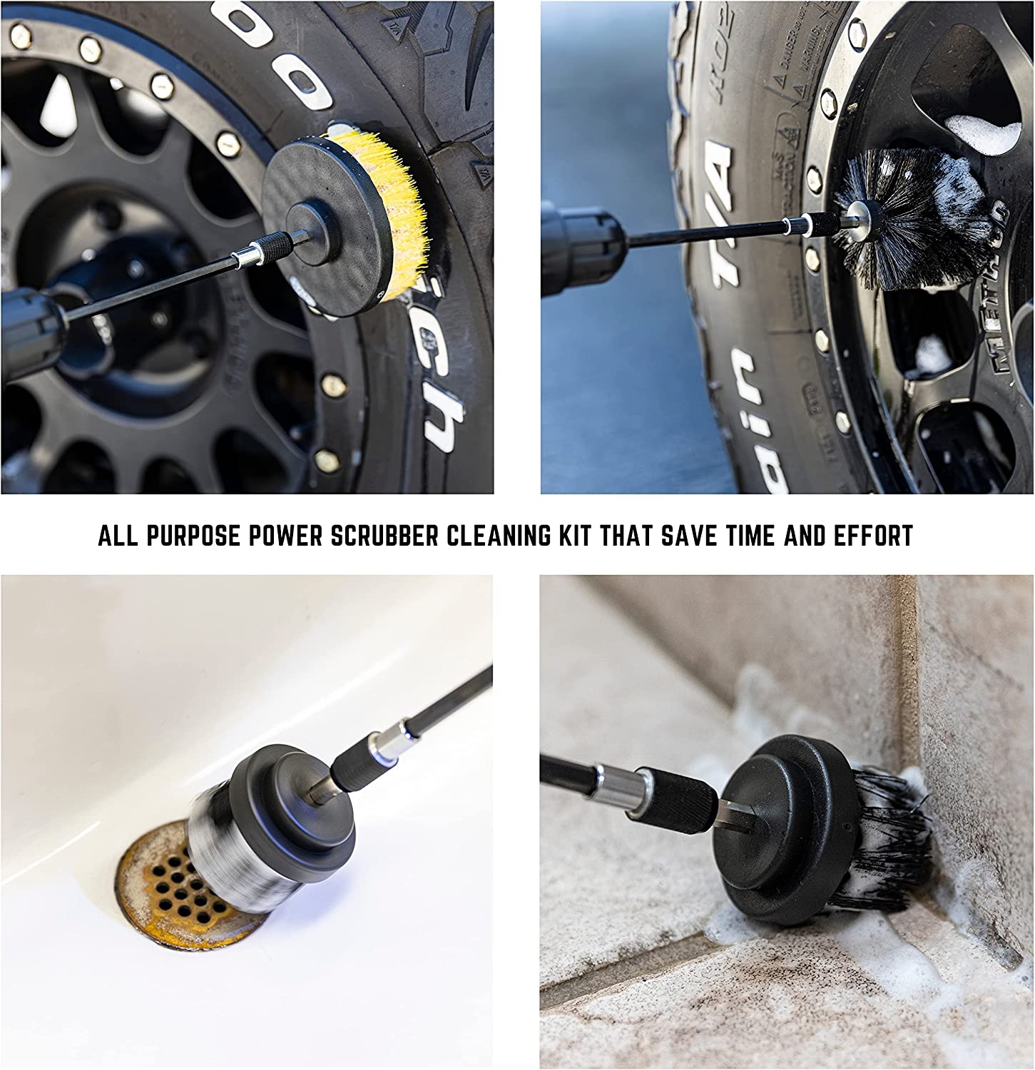 Drill Brush Attachment Set Polishing, Buffing, Scrubbing, Cleaning Round, Power Scrubber Brush (15-Piece)