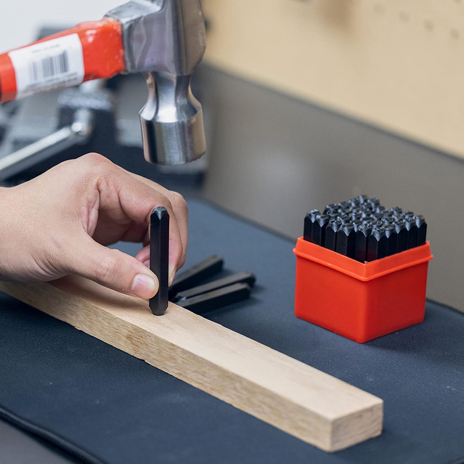Number & Letter Punch Set — Heat-Treated Carbon Steel, 1/4" Shank (36-Piece)