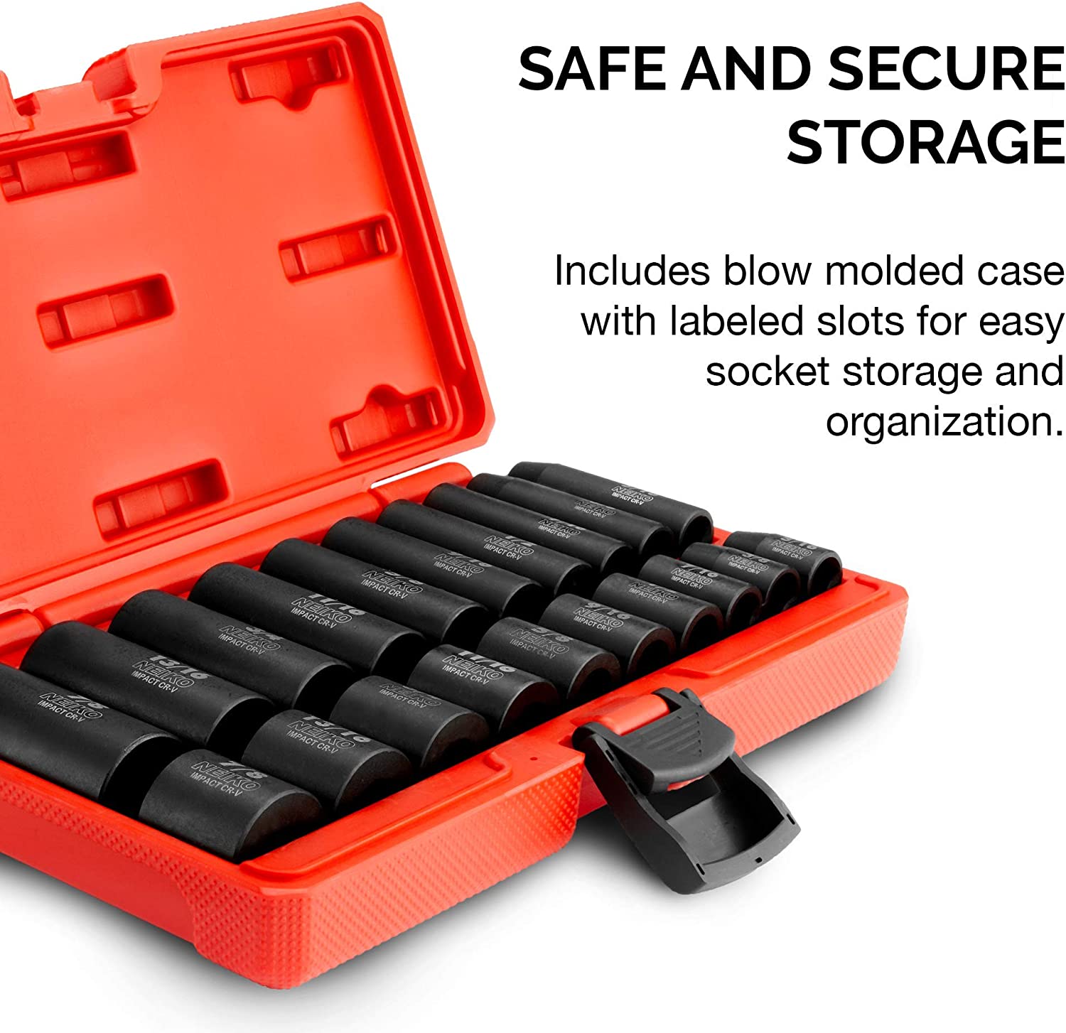 3/8"-Drive Standard & Deep Impact Socket Set, 6-Point SAE Sizes from 5/16" to 7/8", CrV Steel (20-Piece)