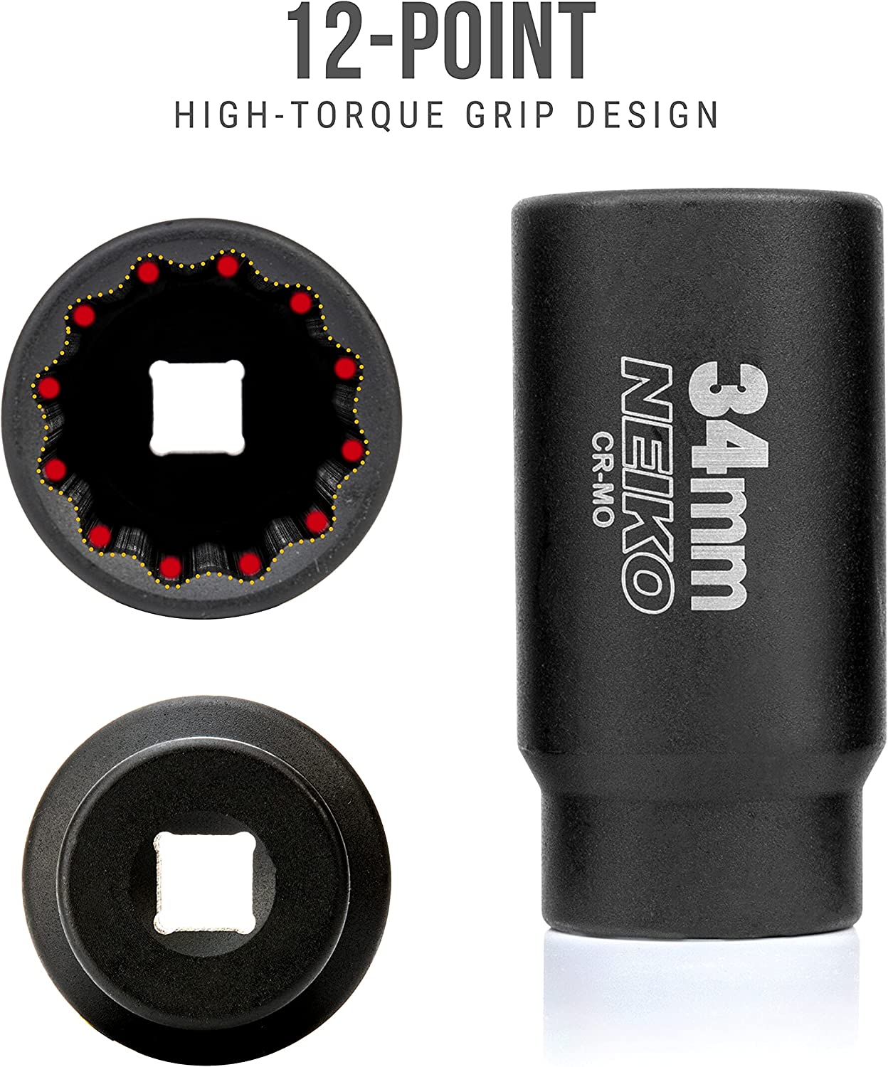 34 mm Deep Impact Socket — 1/2" Drive, 12-Point, Cr-Mo Steel