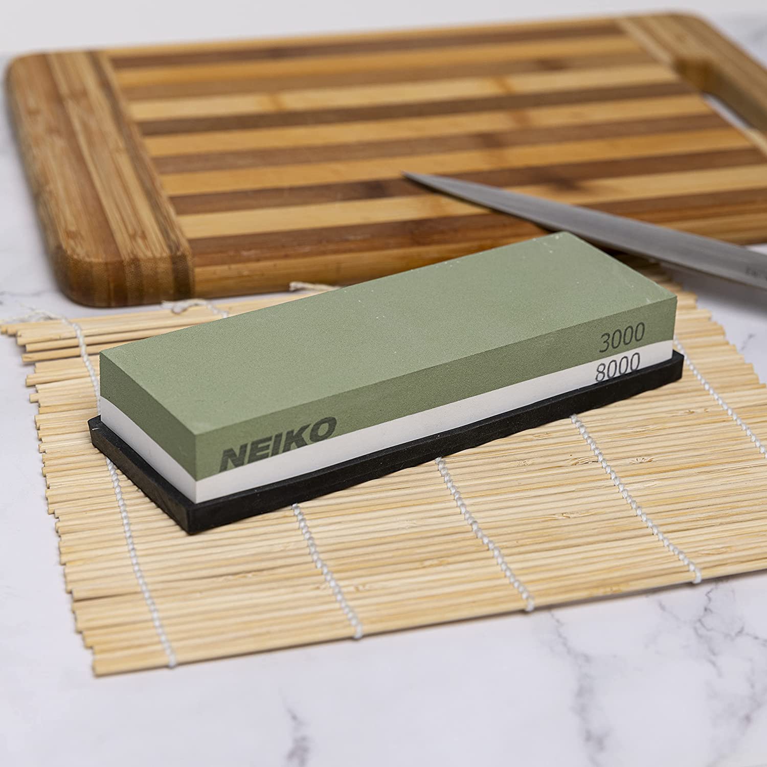 Whetstone, Knife Sharpening Stone, 3000 & 8000 Grit, Fine Detail, 2 Side Water Stone, Scissor