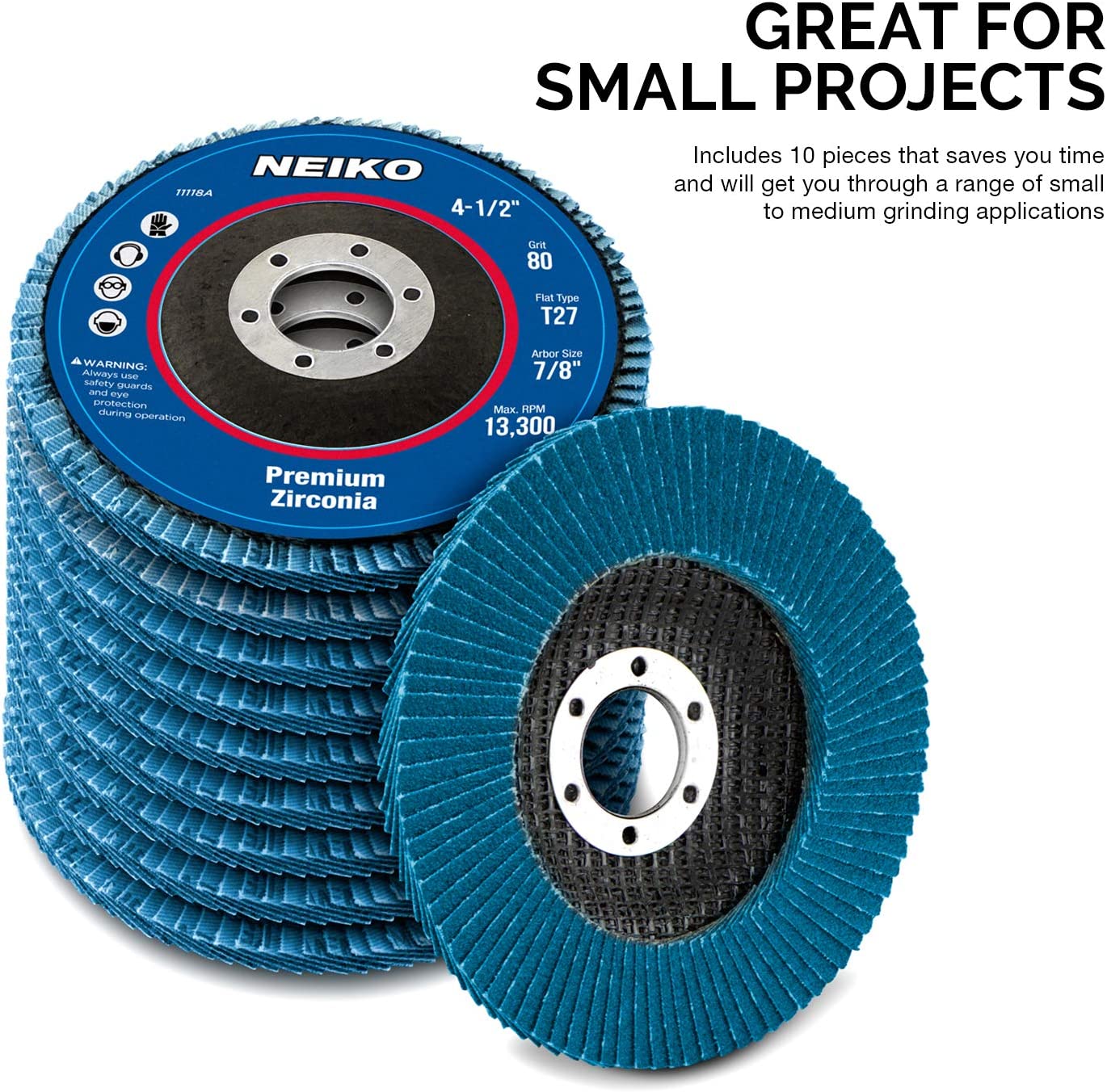 NEIKO 10 Pack Zirconia Flap Discs 4-1/2 for Angle Grinder – NEIKO®