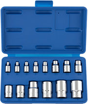 E-Torx External Socket Set — E4–E24, 1/4", 3/8" & 1/2" Drive, CrV (14-Piece)