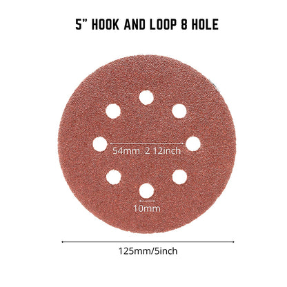 NEIKO 11271A 150 Piece Sanding Discs for 5” Orbital Sander, Hook and Loop, Sandpaper with 60, 80, 100, 120, 150, 180, 240, 320, 400, 600 Grit, Premium Aluminum Oxide, Solid Surface Sanding Pads