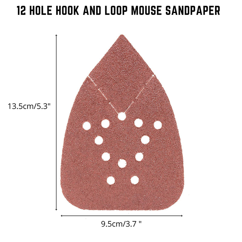NEIKO 11272A 50pc Hook & Loop Mouse Sandpaper Assortment 60, 80, 120, 150, 220 Grit Sanding Pads for Mouse Sander, Mouse Sander Sandpaper, Triangle Sanding Pads, Mouse Sander Pads, Mouse Sander Paper