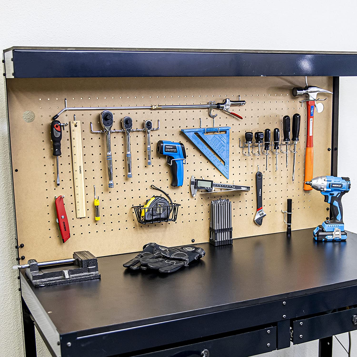 HILTEX Metal Peg board Hooks & Accessories Set, Pegboard  – NEIKO®