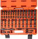 NEIKO 02437A 1/4" Drive Impact Socket Set | 54 Piece MM & SAE | 3/16” – 9/16” & 4 – 15 | Deep & Shallow | CrV Steel | 1/4 Ratchet, Reducer, Extensions, Universal Joint, & Hex Shank Adapter