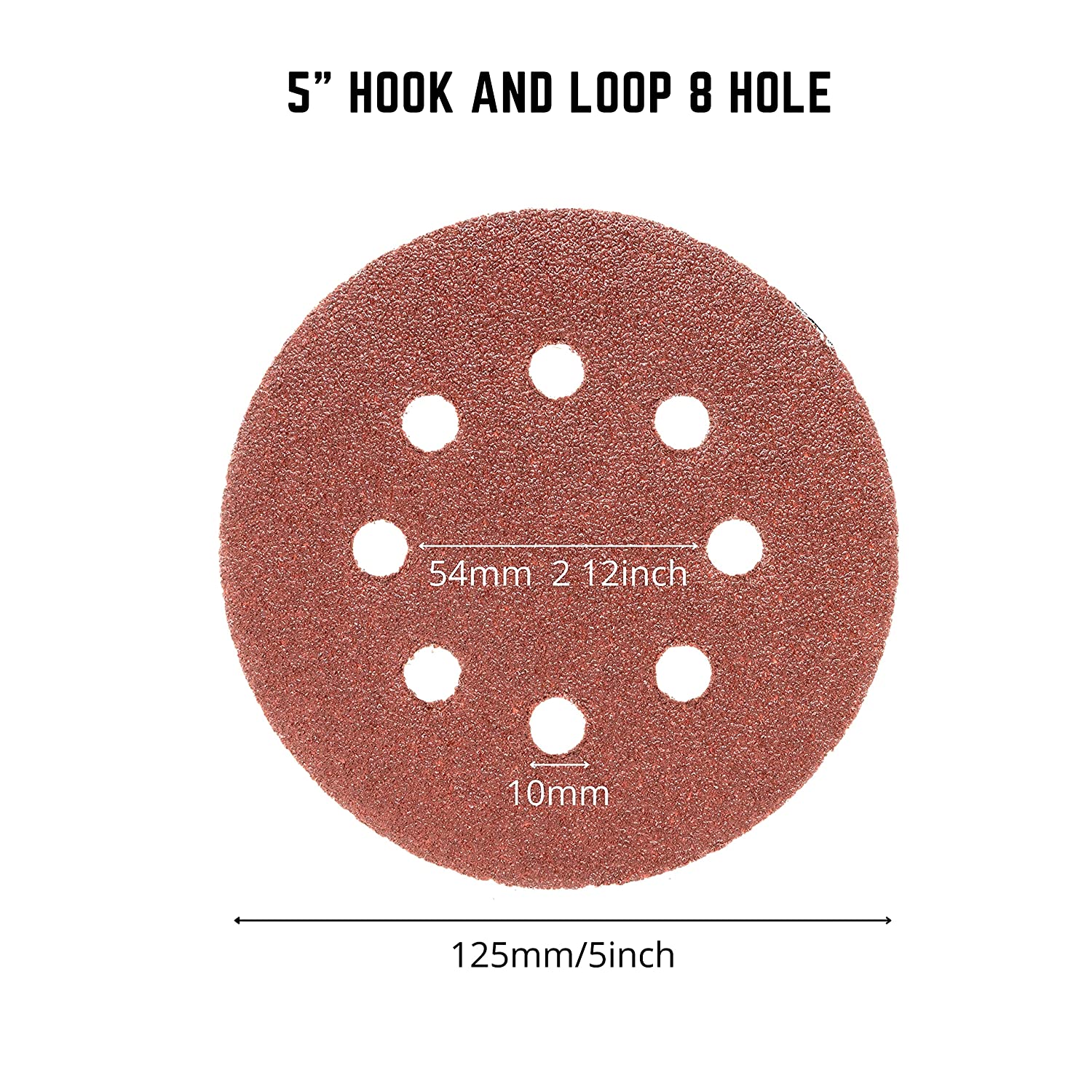 Sanding Discs for 5” Orbital Sander, Hook & Loop, Sandpaper Assortment with 40, 60, 80, 120 (72-Piece)
