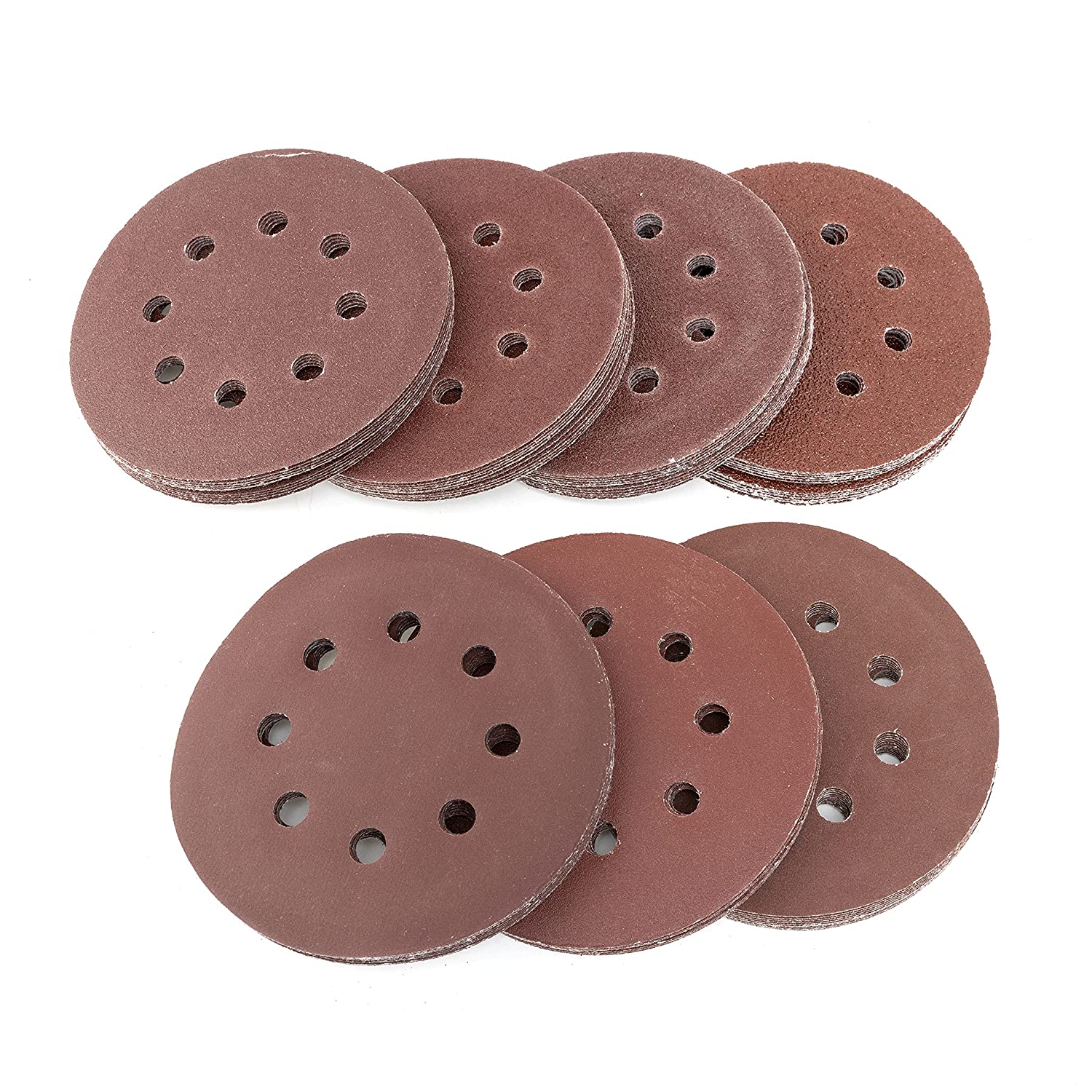Sanding Discs for 5” Orbital Sander, Hook & Loop, Sandpaper Assortment with 40, 60, 80, 120 (72-Piece)