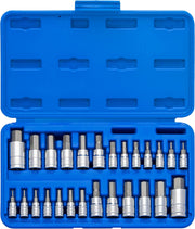 Tamper-Proof Hex Bit Socket Set SAE (5/64-9/16”) & Metric (2-14MM) (26-Piece)