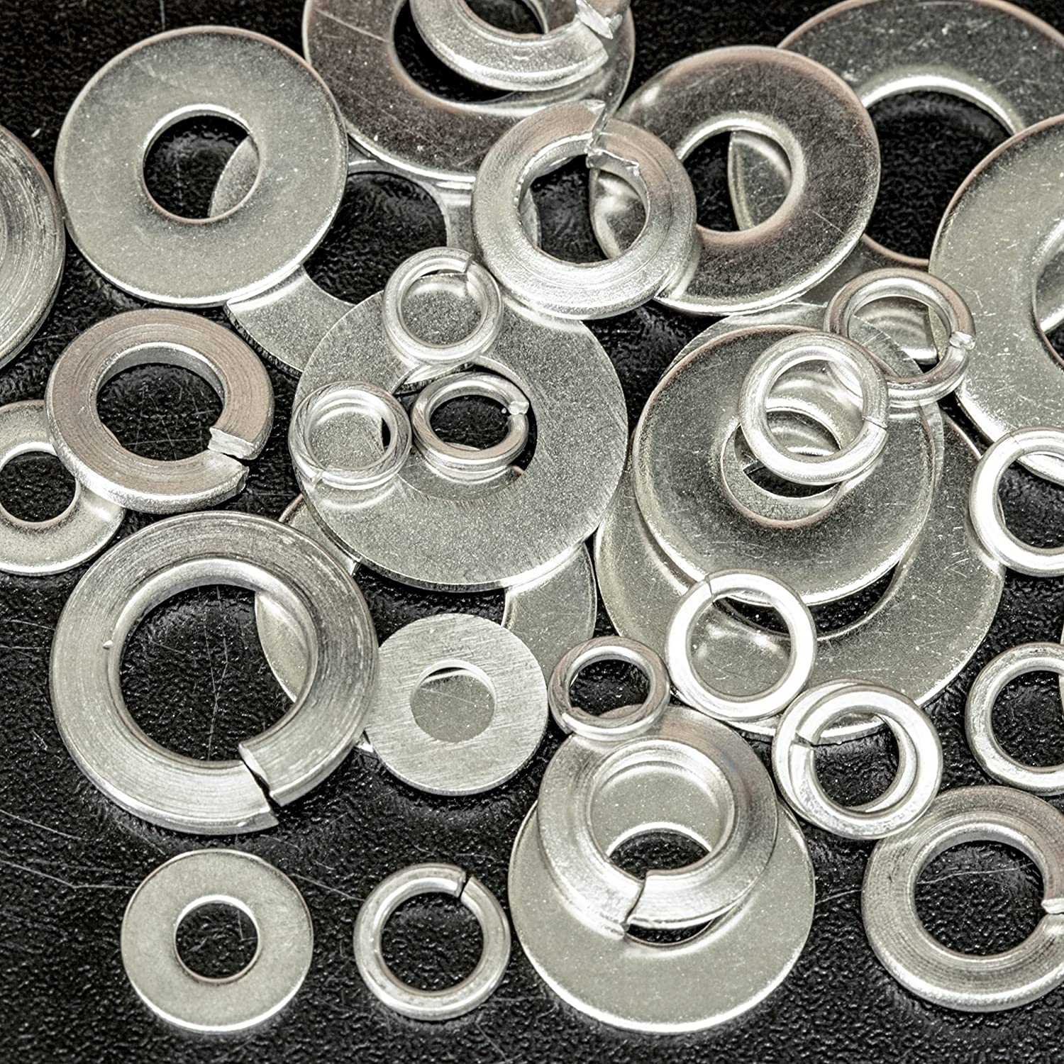 Stainless Steel Lock & Flat Washer Assortment — 12 Sizes (350-Piece)