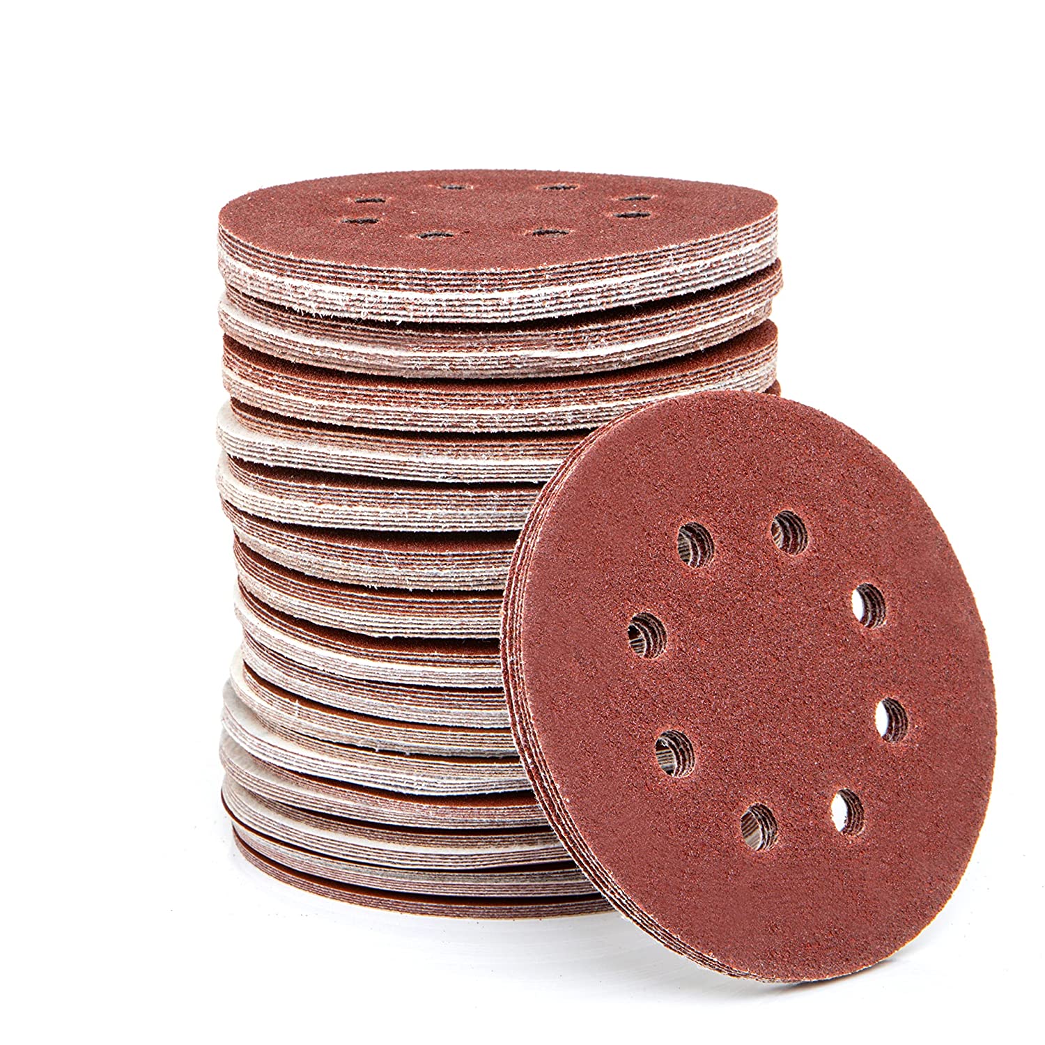 5" Hook-and-Loop Sanding Discs — Aluminum Oxide, 10 Grits, 8-Hole (150-Piece)