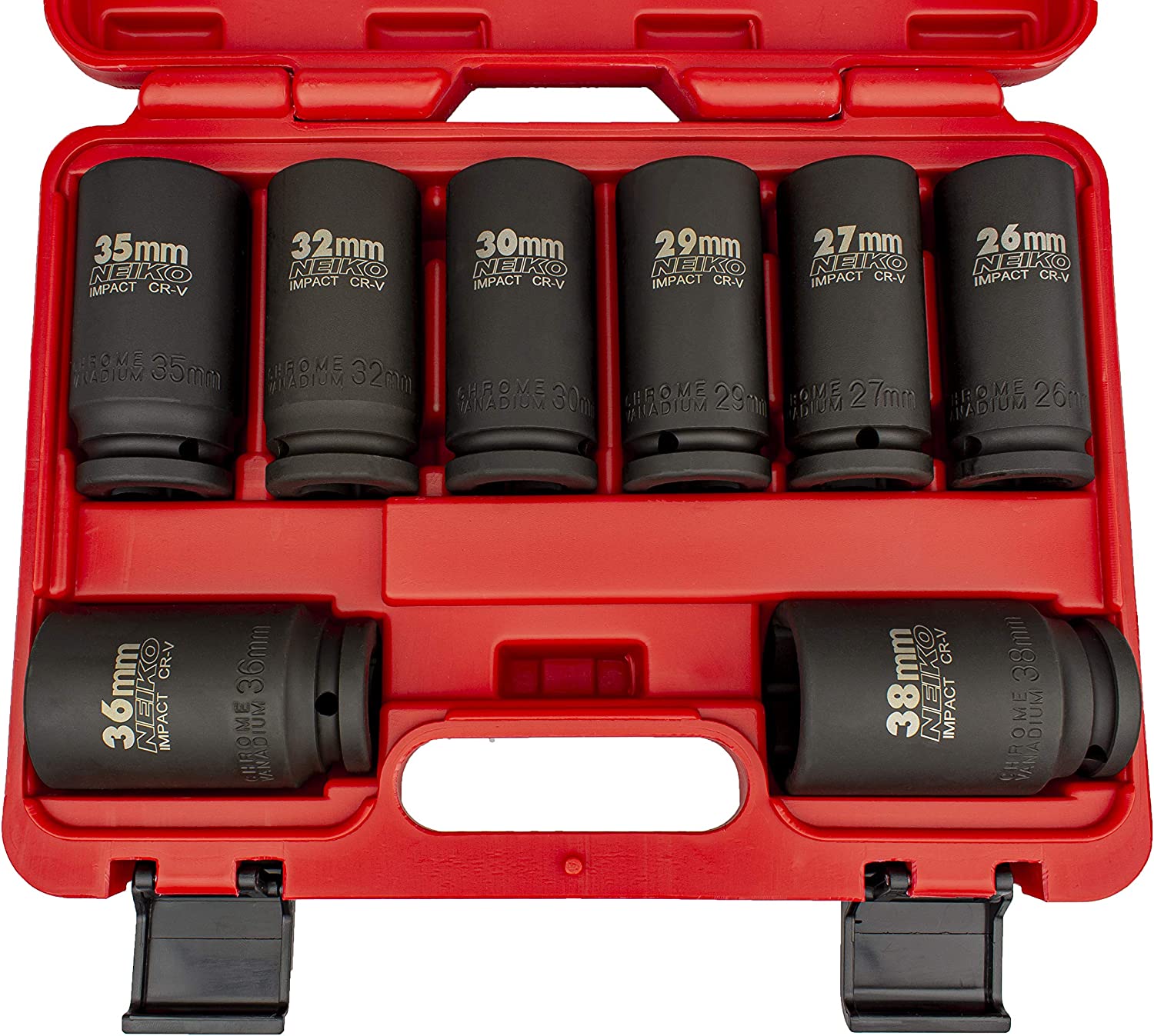 3/4" Drive Deep Impact Socket Set Jumbo Assortment, Metric Sizes (26 to 38 mm) (8-Piece)