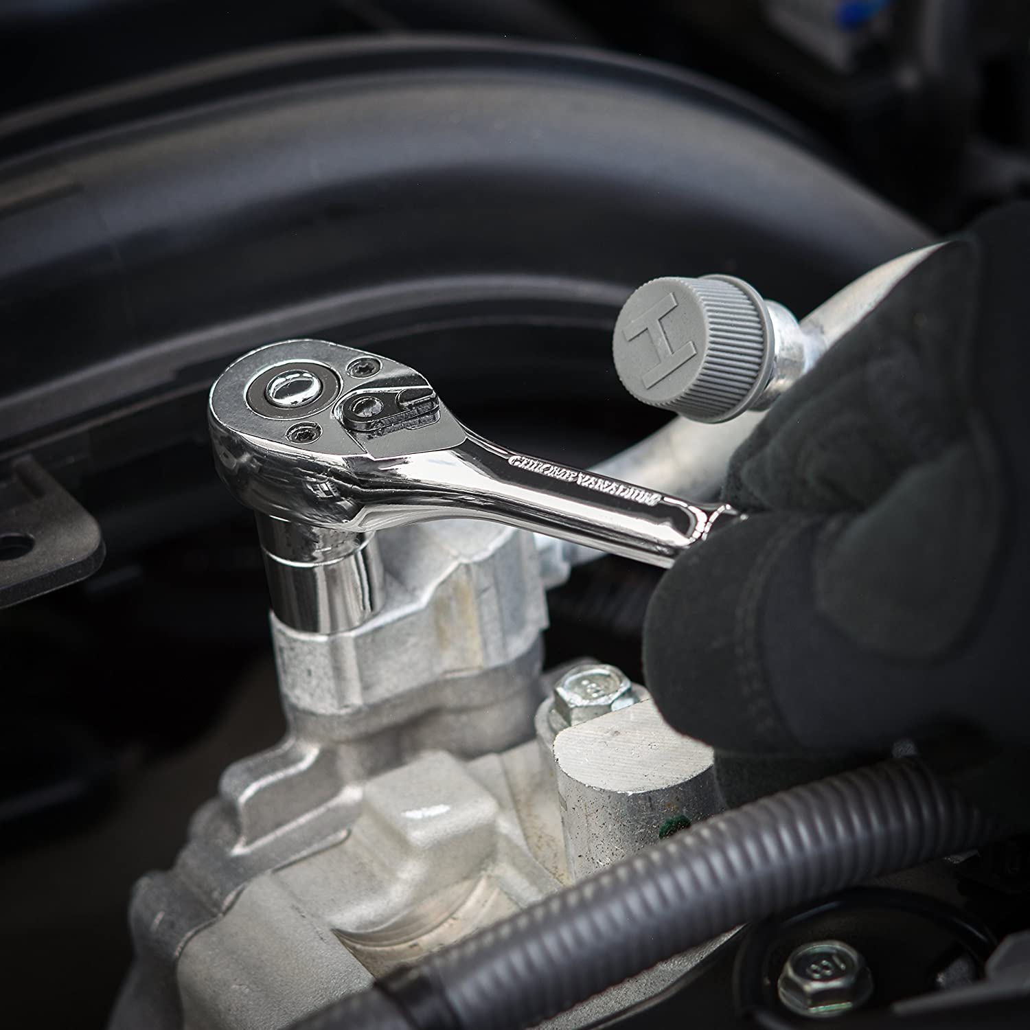 1/4"-Drive Ratchet Wrench, 5 1/2" Cr-V Steel Body, 72-Tooth Ratcheting Mechanism