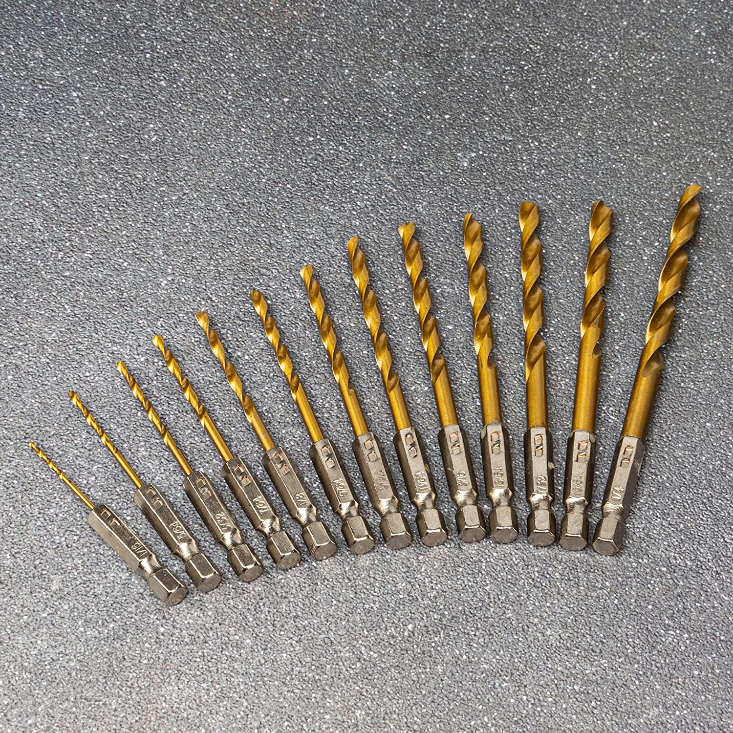 Hex-Shank Drill-Bit Set, Titanium Quick-Change Drill Bits, High-Speed Steel, Wood, Metal (13-Piece)