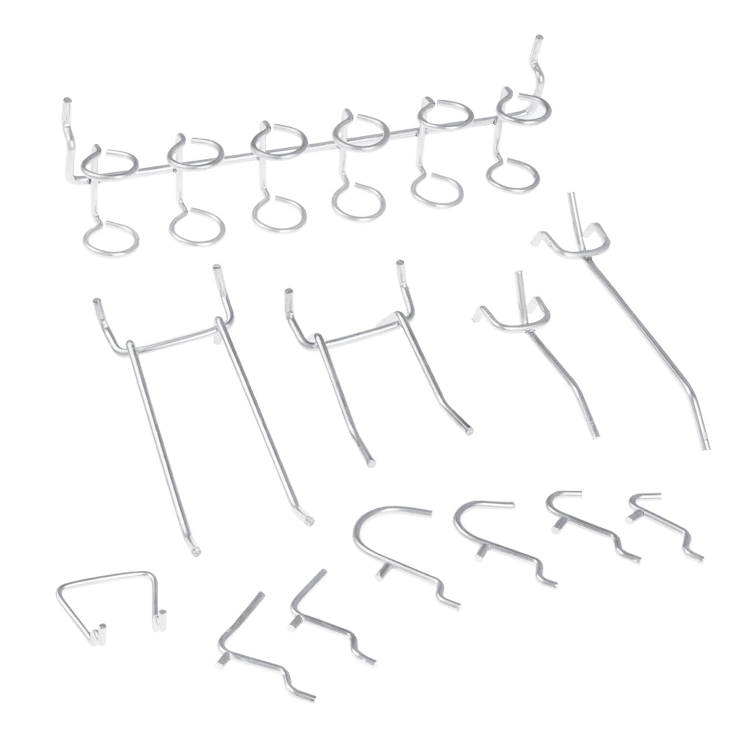 Pegboard Hook Assortment — Heavy-Duty Hardened Steel, 12 Hook Styles (50-Piece)