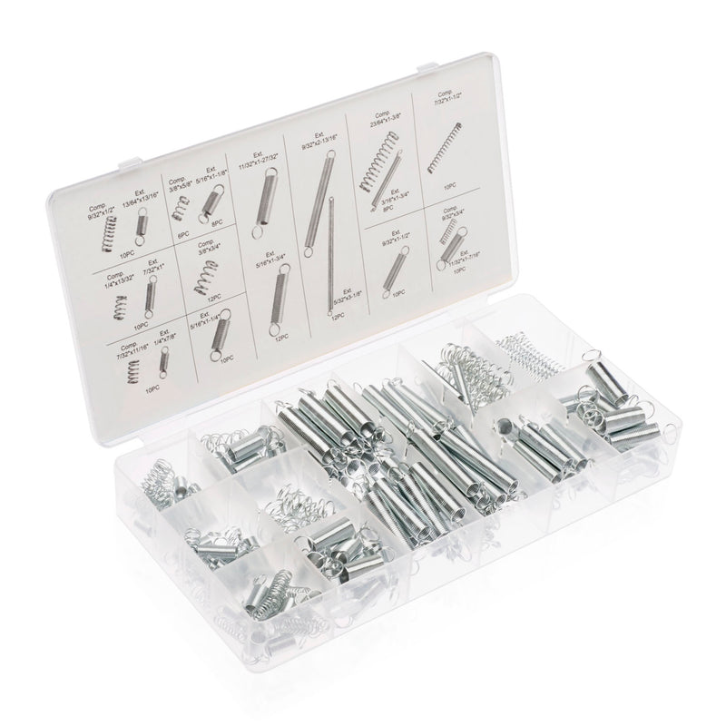 NEIKO 50456A Spring Assortment Set, 200 Piece, Extension and Compression Springs Kit, Zinc Plated Steel Mechanical Compression Springs, Assorted Size Small Springs for All Types of Home Repairs & DIY