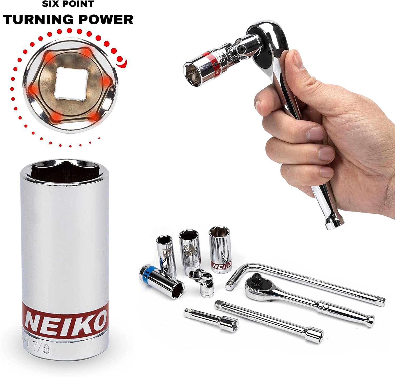 3/8"-Drive Ratchet & Socket Set Standard & Deep SAE Sizes 5/16" to 7/8" (53-Piece)