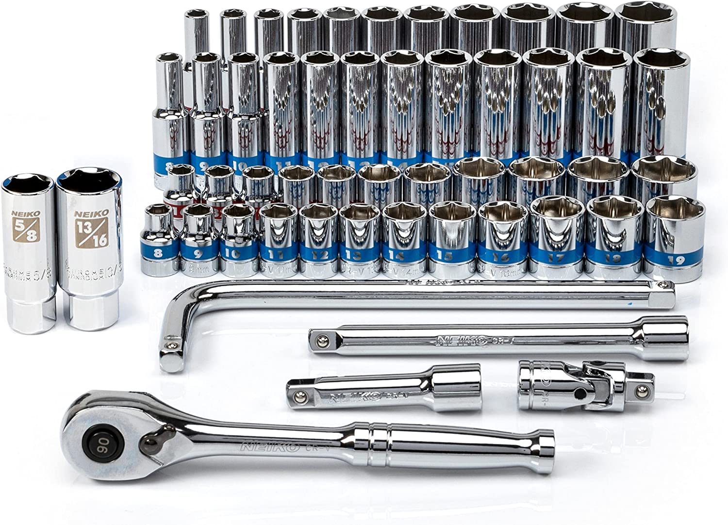 3/8"-Drive Ratchet & Socket Set Standard & Deep SAE Sizes 5/16" to 7/8" (53-Piece)
