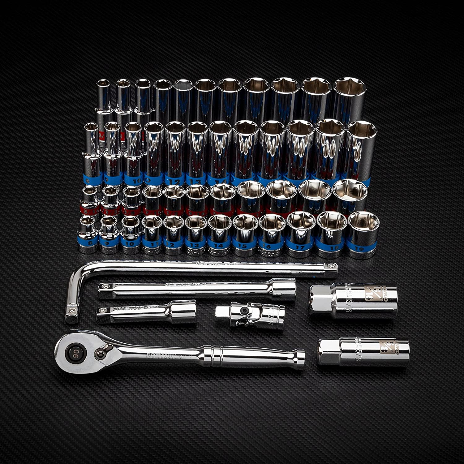 3/8"-Drive Ratchet & Socket Set Standard & Deep SAE Sizes 5/16" to 7/8" (53-Piece)